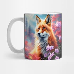 Red Fox with Flowers and Forests Mug